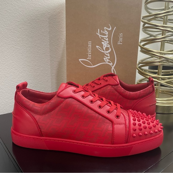 Christian Louboutin Louis Junior Spikes Orlato Red 44.5 - Picture 3 of 8